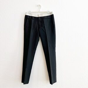 Helmut Lang Women's Slim Leg Dress Pants Slacks Two Tone Black Beige Shiny 4